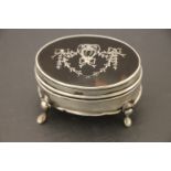 Hallmarked Silver Trinket box with inlaid Tortoiseshell lid