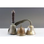 Three vintage Brass Bells to include Hotel Counter type