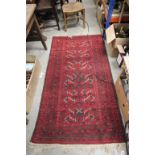 Eastern Red Ground Rug with Geometric Patterns