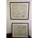Two Robert Morden maps Circa 1695/1722 - one of Middlesex and one of Bedford Both hand coloured