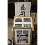 Boxing and cricket interest - portrait print of Muhammad Ali, and a commemorative photograph of