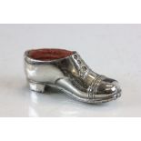 Vintage White Metal ' Shoe ' Pin Cushion