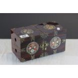 Oriental wooden Jewellery box with Brass and Mother of Pearl