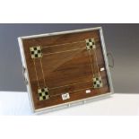 Art Deco style glass topped two handled serving tray