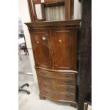Regency Reproduction Serpentine Fronted Cabinet with Two Cupboard doors opening to reveal shelves