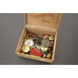 Box of mixed badges including military