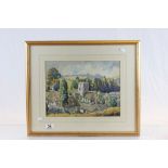 Framed & glazed Watercolour of a Village scene, signed W Hunking 1940