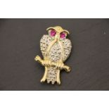Deco Style Costume Jewellery Owl Brooch