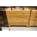 Mid 20th century Pale Oak Chest of Two Short over Three Long Drawers