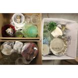 Three boxes of ceramics, glassware and Silver plate etc