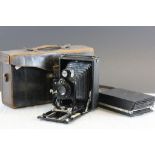 Hekla 168 Folding plate Camera with plates and leather case