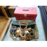 Metal Deed Box, Metal Tool Box plus Copper, Ceramics, etc