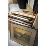 Large quantity of pictures and frames to include a print of a spitfire plane