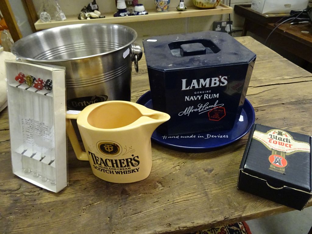 Collection of Bar Related items including Wade Whiskey Jug