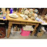 Pine Kitchen Table with Single Drawer