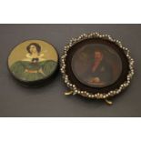 French papier mache snuff box cover painted half length portrait of William IV circa 1830 together