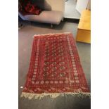 Eastern Wool Red Ground Geometric Patterned Rug