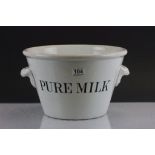 Large vintage Pure Milk bowl for the United Yeast Co Ltd