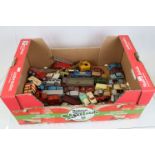 Collection of over 50 circa 60's play worn diecast model vehicles to include Corgi, Dinky, Spot On