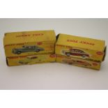 Four boxed Dinky model vehicles to include 131 Cadillac Tourer in salmon, 165 Humber Hawk in