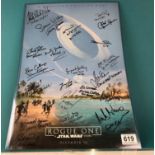 Star Wars Autographs - 22 cast signatures from Rogue One (A Star Wars Story). Includes Spencer