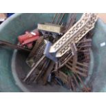 Quantity of O guage model rail items to include track, accessories and two rolling stock including