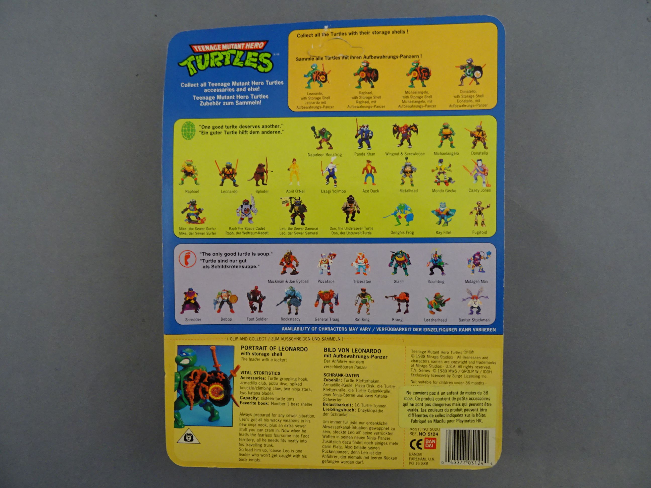 Original carded Playmates Bandai Teenage Mutant Hero Turtles Leonardo with Storage Shell figure, - Image 3 of 3