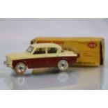 Boxed Dinky 168 Singer Gazelle in two tone cream & maroon, cream tyres (dirty) and chrome hubs,