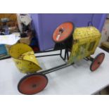 Vintage Yellow Pedal Car with ' D ' Car Badge