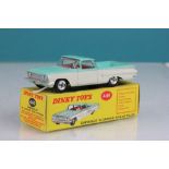 Boxed Dinky 449 Chevrolet El Camino Pick Up Truck in two tone turquoise and cream, red interior, box