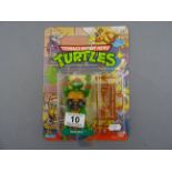 Original carded Playmates Bandai Teenage Mutant Hero Turtles Raphael figure 20 back, unpunched, vg