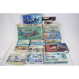 Collection of 13 boxed plastic model kit aeroplanes, Airfix, Hasegawa, Frog etc, to include Lockheed