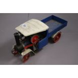 Mamod Steam Wagon in blue, red & cream, good condition, dusty