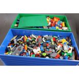 Large collection of Lego bricks and accessories contained in 4 x original Lego containers 50 x 25