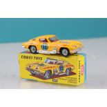 Boxed Corgi 337 Customized Chevrolet Corvette Sting Ray in yellow with red interior, race number 13,