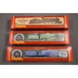 Three boxed Hornby OO gauge locomotives to include R372 LNER Class A4 Loco Seagull, R380 SR