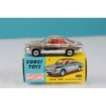 Boxed Corgi 315 Simca 1000 Competition Model in silver with red stripe and race number 7, red