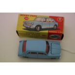 Boxed Dinky 140 Morris 1100 in pale blue with red interior, diecast excellent, box vg