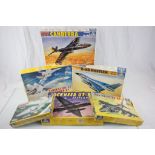Collection of 6 boxed plastic Italeri model kit Aeroplanes, to include Harrier, Hawk, Canberra,