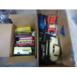 Seven Loose Burago Cars, Loose Maisto Car together with a Small Box of Loose Buses and Cars, etc