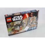 Star Wars - Boxed Lego Star Wars 75139 Battle On Takodana, box opened but all three bags sealed,