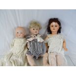 Two Early 20th century German Bisque Headed Dolls including Armand Marseille plus a Composition