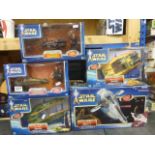 Star Wars - Five boxed Hasbro Star Wars Attack of the Clones vehicle sets to include Jango Fett's