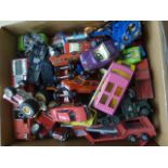 Quantity of playworn diecast vehicles to include Corgi, Matchbox, Lledo etc.