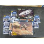 Group of boxed/carded Star Wars items to include 6 x unopened Star Wars Miniatures and a boxed