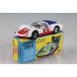 Boxed Corgi 330 Porsche Carrera 6 in white with red, complete with driver, race number 60, decals
