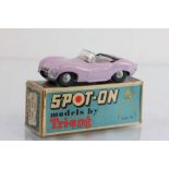 Boxed Triang Spot On Jaguar XK SS No 107 in pink, diecast vg, box gd overall showing some storage