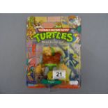 Original carded Playmates Bandai Teenage Mutant Hero Turtles General Tragg figure 20 back,