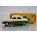 Boxed Dinky 162 Ford Zephyr Saloon in two tone cream and green, cream hubs, gd overall condition