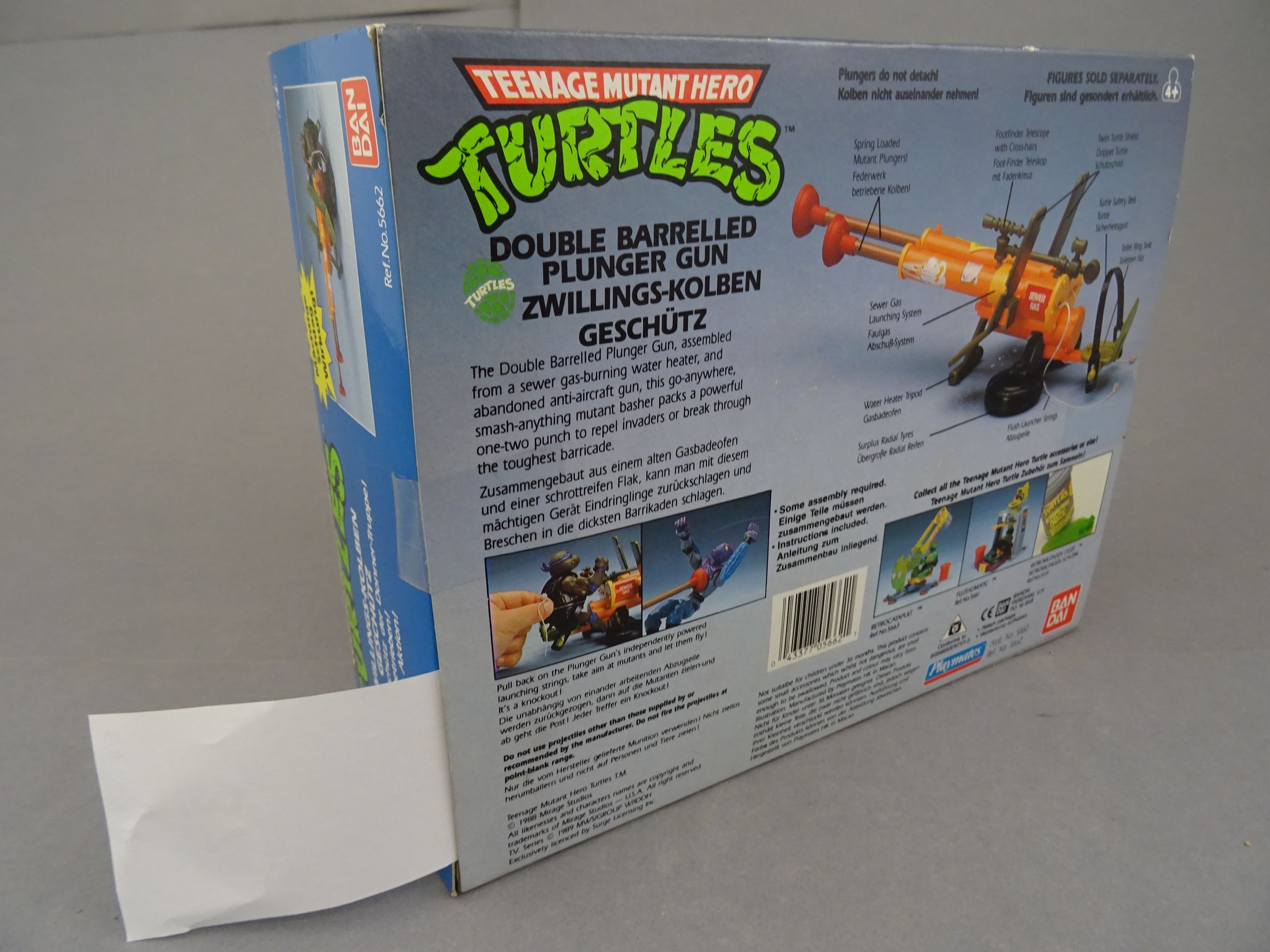 Original boxed Playmates Bandia Teenage Mutant Ninja Turtles Double Barrelled Plunger Gun, opened - Image 3 of 3